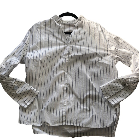 Mango Striped White and blue Collared button-down Shirt - Picture 2 of 9